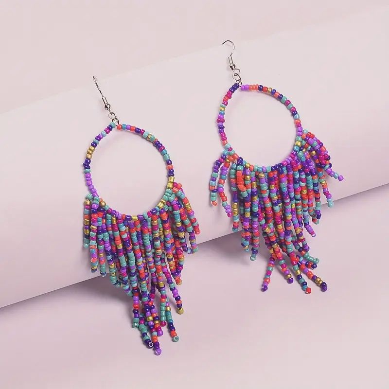 Handcrafted Boho Style Beaded Drop &amp; Dangle Earrings