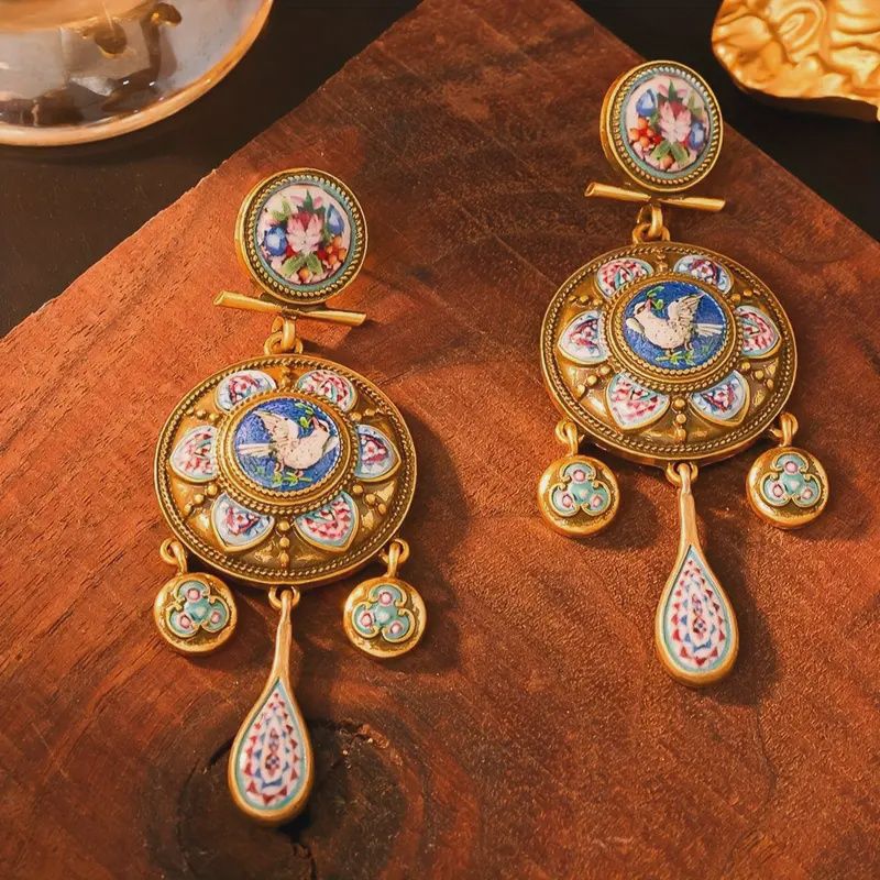 Colorful Flowers and Peace Dove Handmade Jewelry