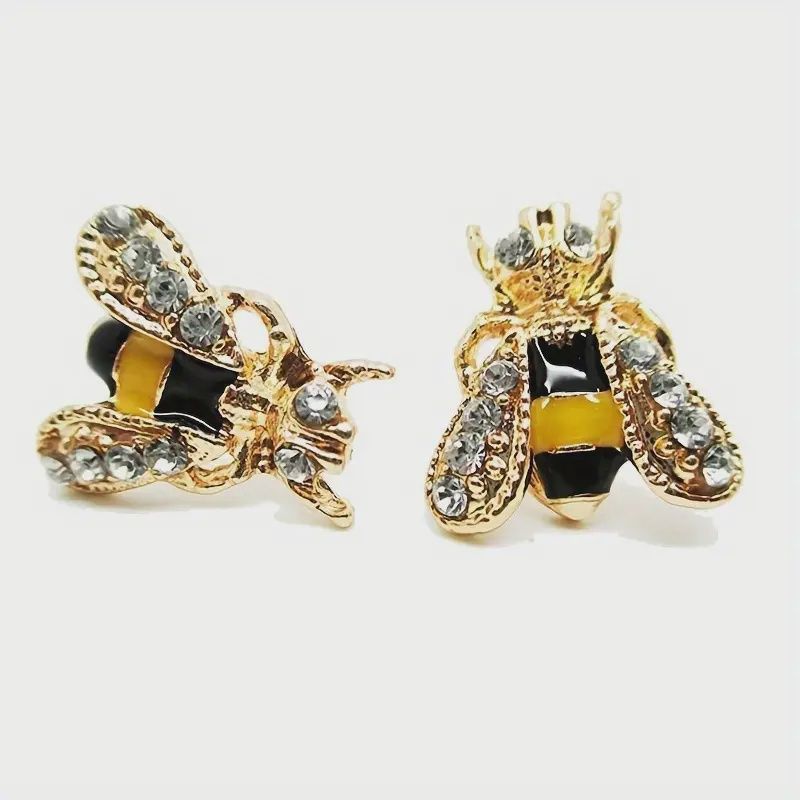 Cubic Synthetic Zirconia Bee Stud Earrings