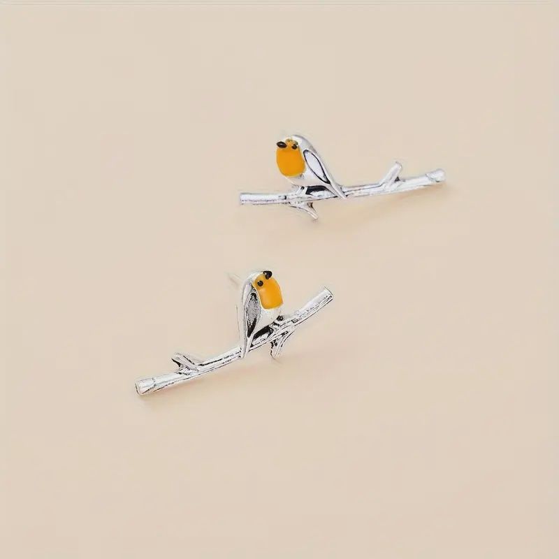 Retro Colorful Bird Earrings