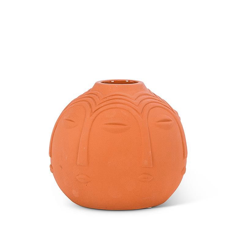 Vase - Terracotta - Faces - Small