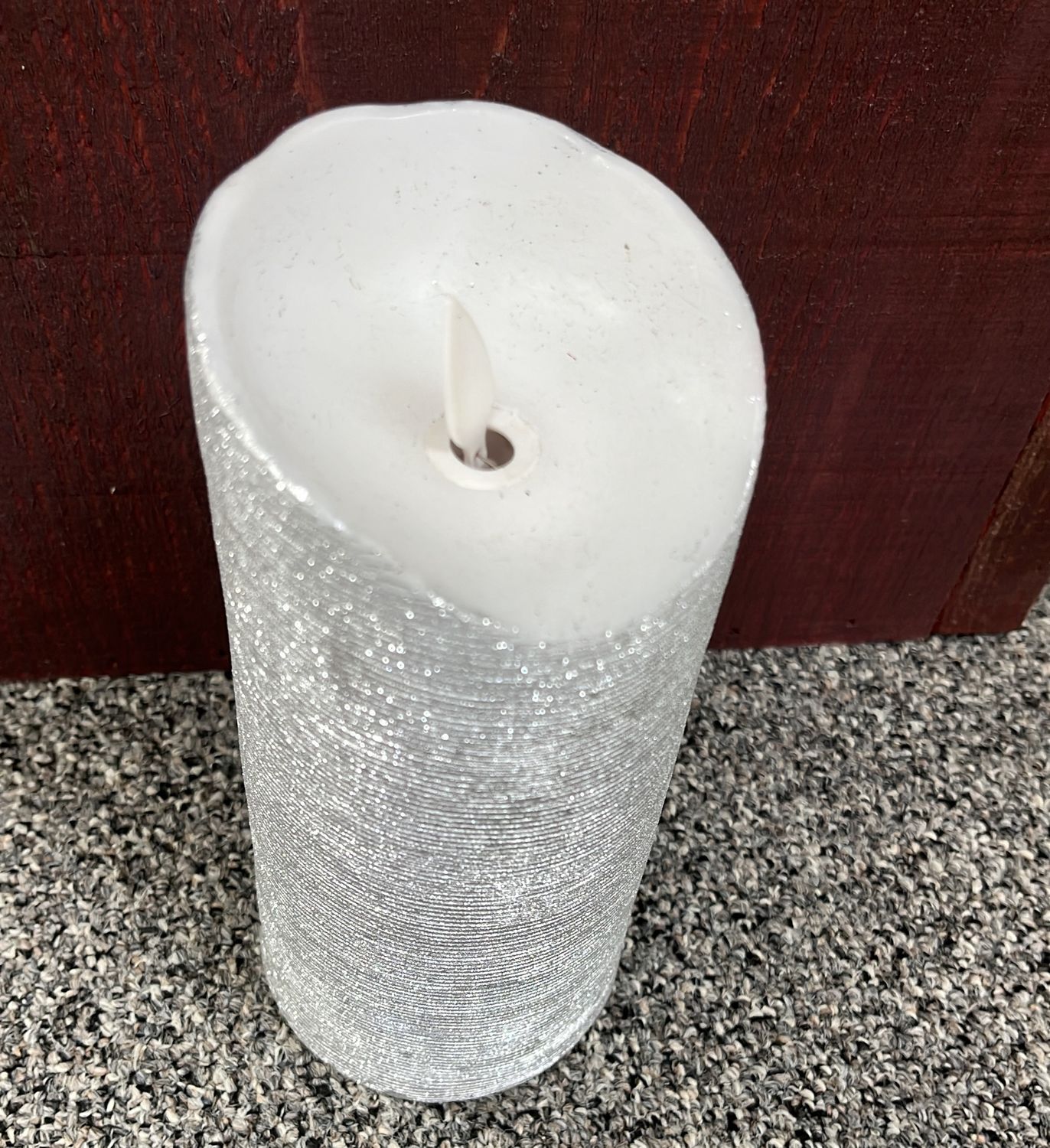 Silver ABB Candle Flameless 3 x 9 Large