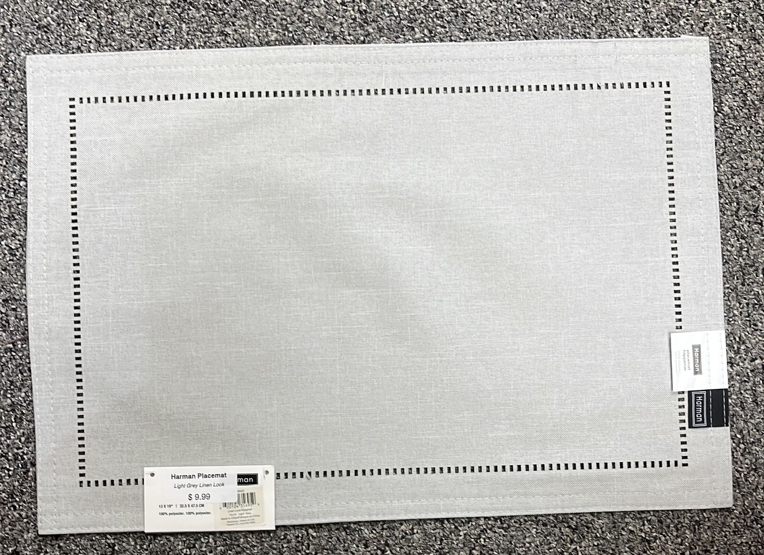 Grey Hemstitch Polyester Harman Placemat (Linen)