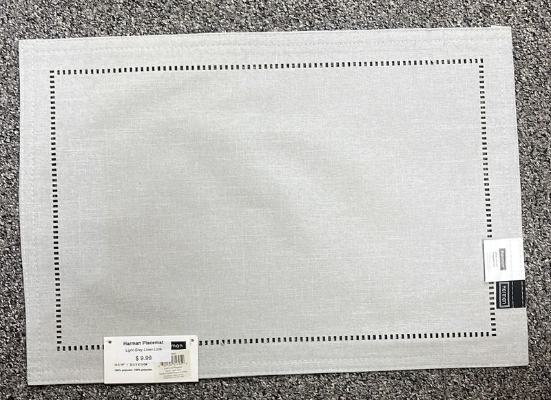 Grey Hemstitch Polyester Harman Placemat (Linen)