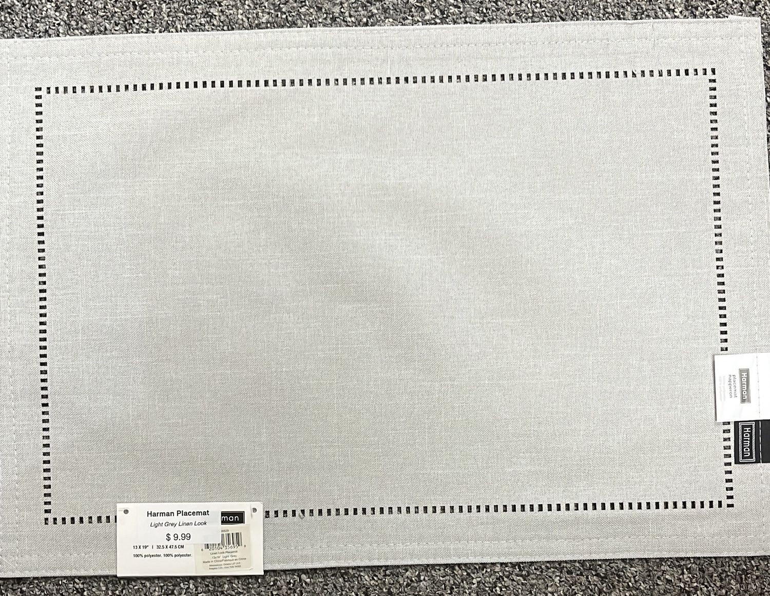 Grey Hemstitch Polyester Placemat (Linen)