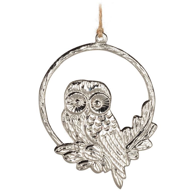Silver Flat Owl Ornament