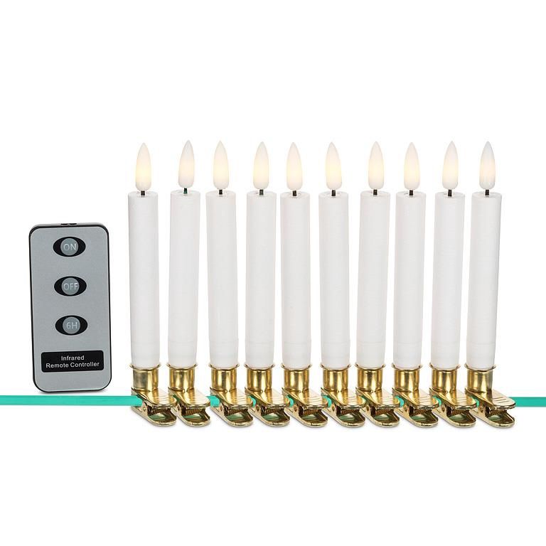 Set of 10 Small LED Tree Candles with Remote