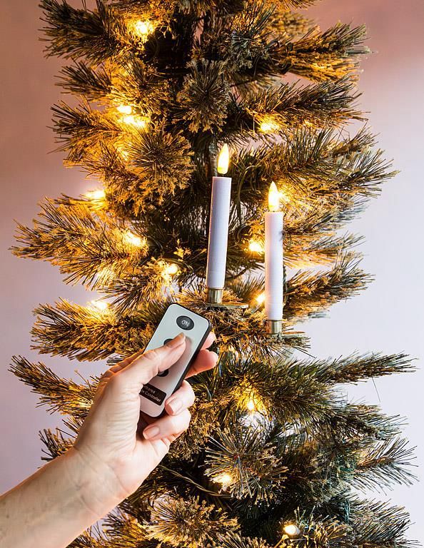 Set of 10 Small LED Tree Candles with Remote