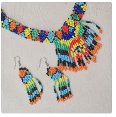 Handwoven MultiColor 3pc Bohemian Rice Bead Jewelry Set