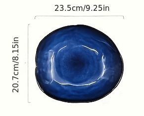 Cat Eye Blue Color Nordic Ceramic Food Plate, Size: L