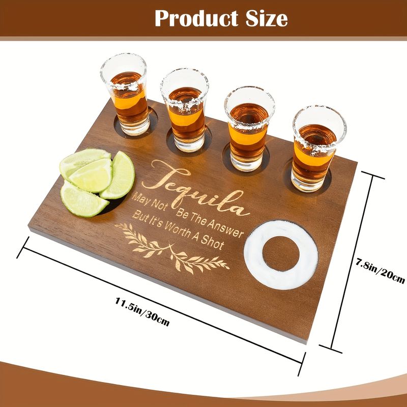 Wooden Tequila Shot glass holder tray