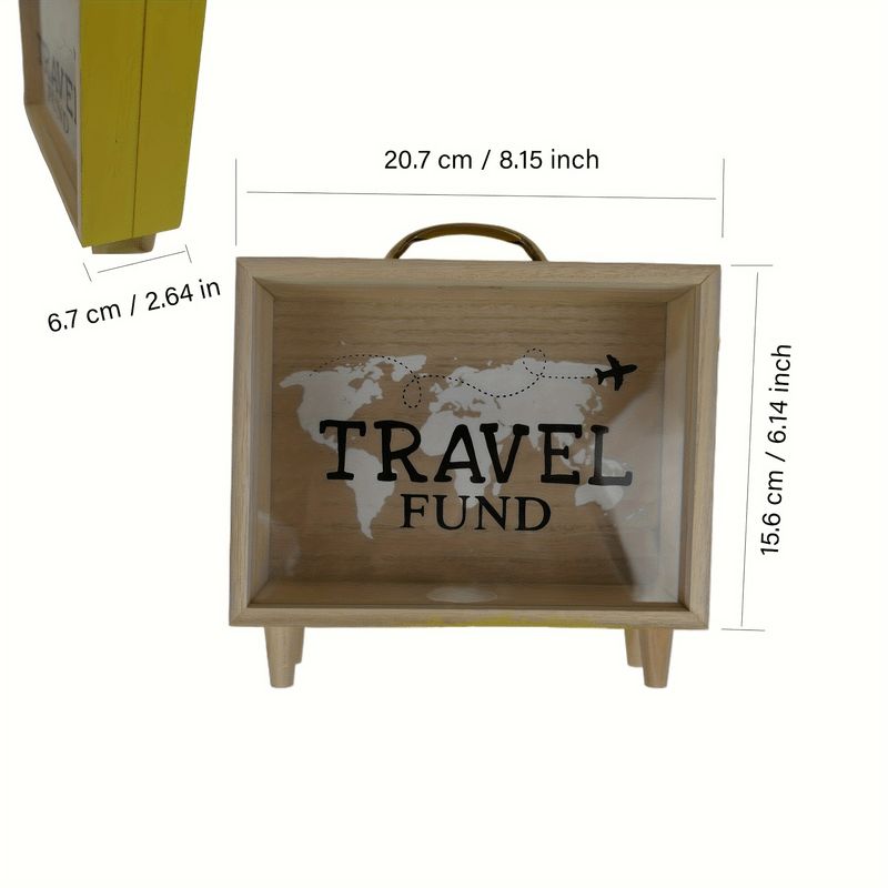 Vintage Wooden Coin Collection Box w/t Airplane Design
