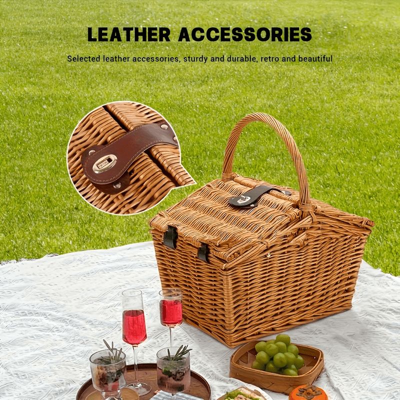 Handwoven Wicker Picnic Basket