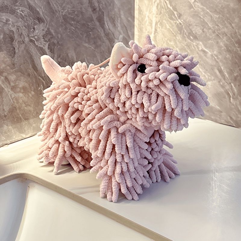 Stuffy Dog Hand Towel, Colour: Pink