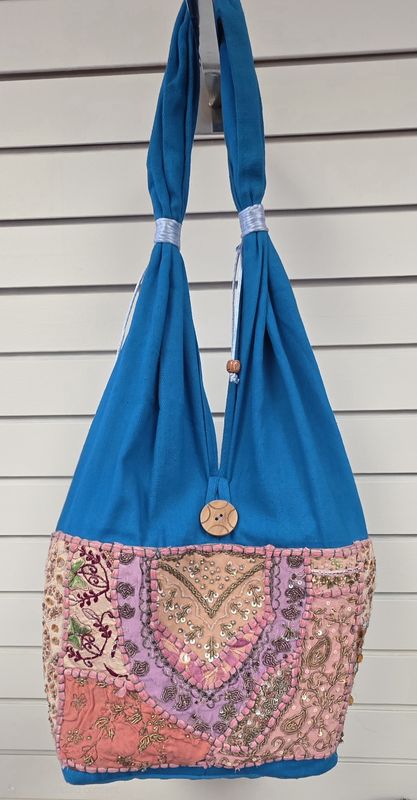 Indian Tote Blue Jholu Embroidery