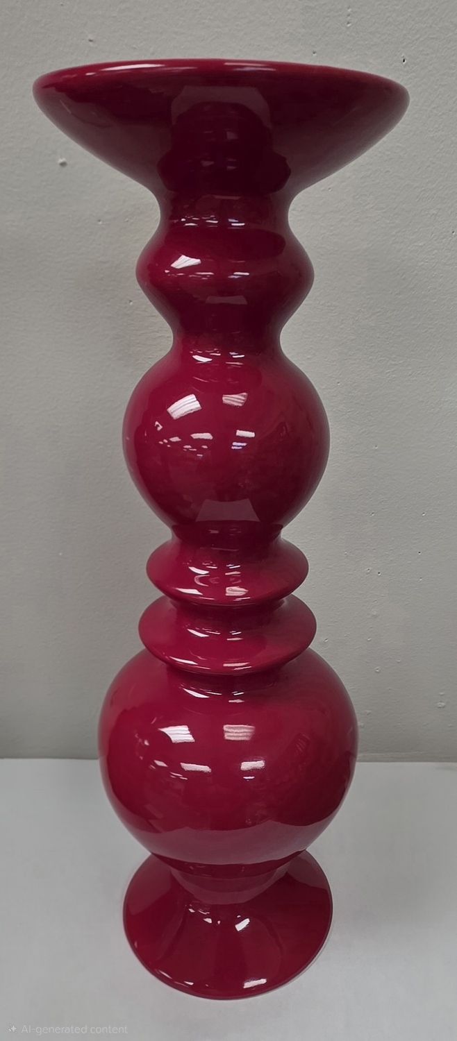 Red Pillar Candle Holder Large 14 in