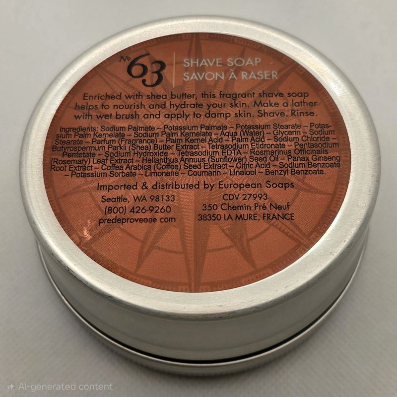 No.63 Shave soap w/t tin 150g