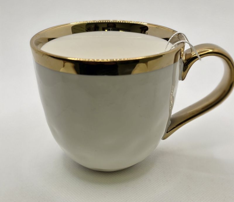 White Teacup w/t Gold Rim