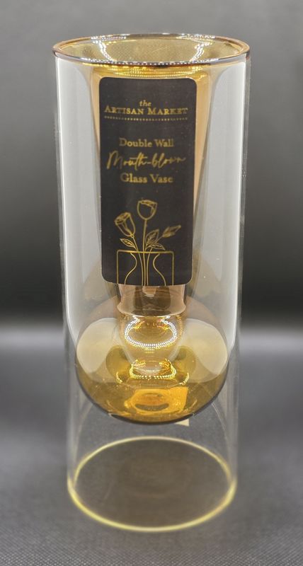 Double Wall Mouth-Blown Glass Vase