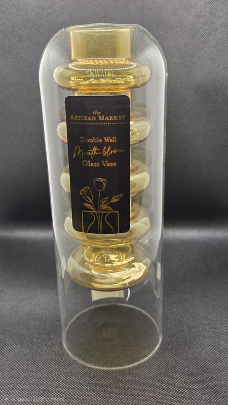 The Artisan Market Double Wall Mouth-Blown Glass Vase