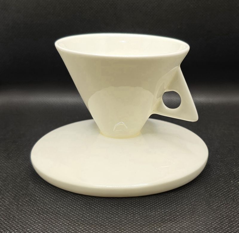 White ceramic pyramid cup &amp; plate
