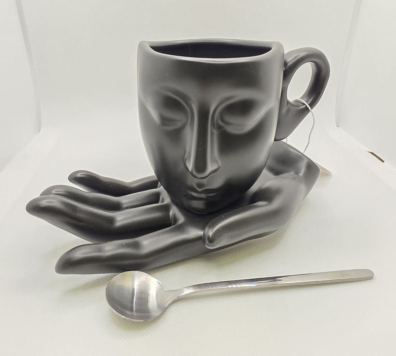 Thinking Human Face Hand Cup 3pc