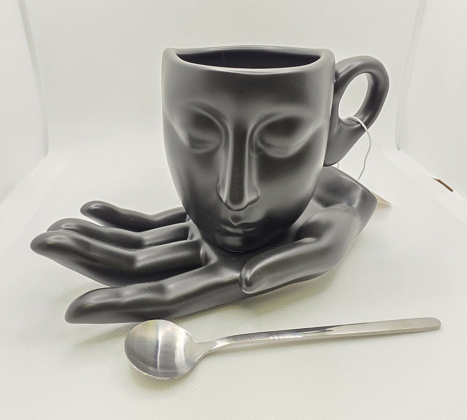 Thinking Human Face Hand Cup 3pc, Color: Black