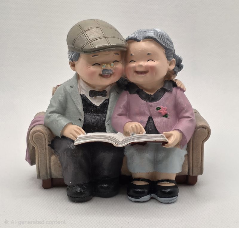 Figurine - Couple - Reading on Sofa