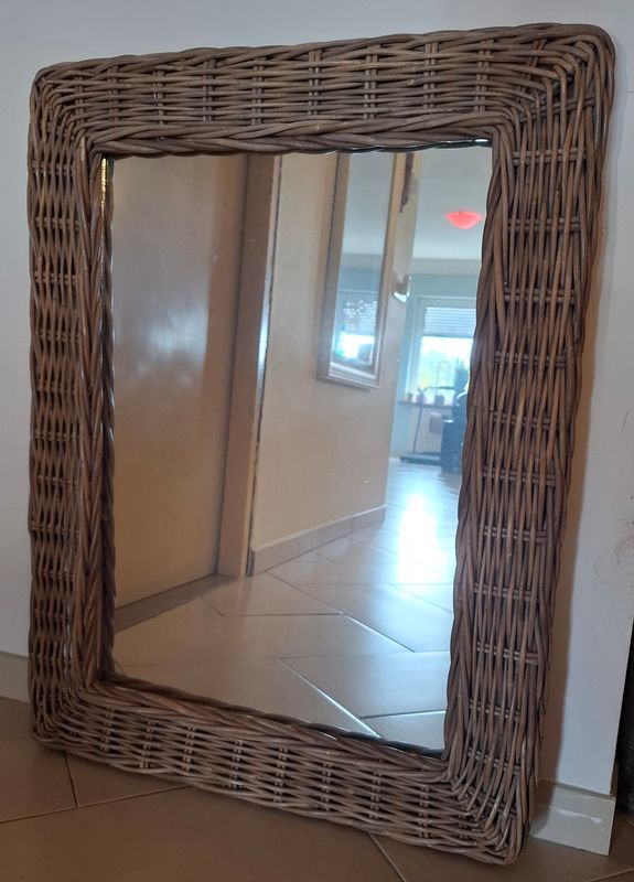 Rieten spiegel 85 x 65