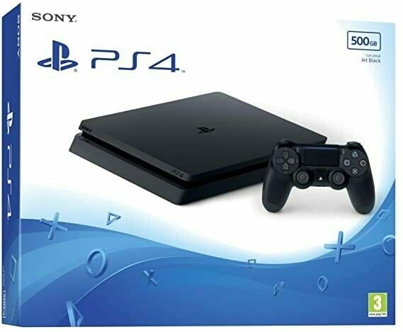 Sony, PlayStation 4 Slim 500 GB, Consola PS4 Slim + 1 Comando sem fios DUALSHOCK 4 V2, Chassis F, Cor: Preto Jet
