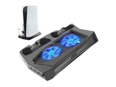 Suporte vertical com ventoinha de refrigeração para consola PS5 e Playstation 5 Digital Edition