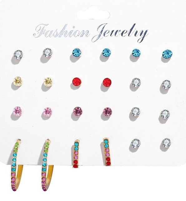 Fashion Coloful Zircon Earrings Set