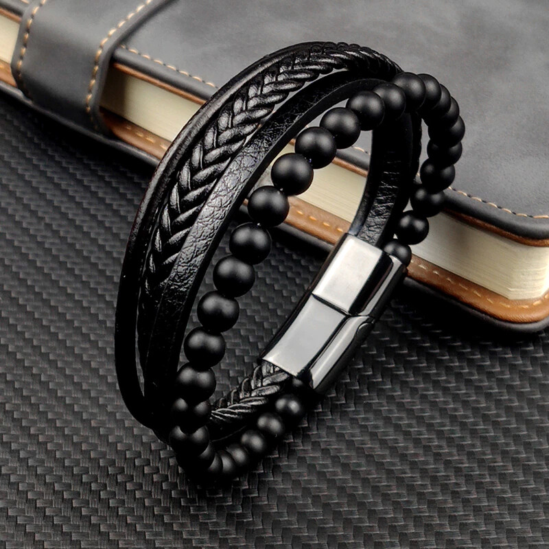 Leather steel bracelet 11