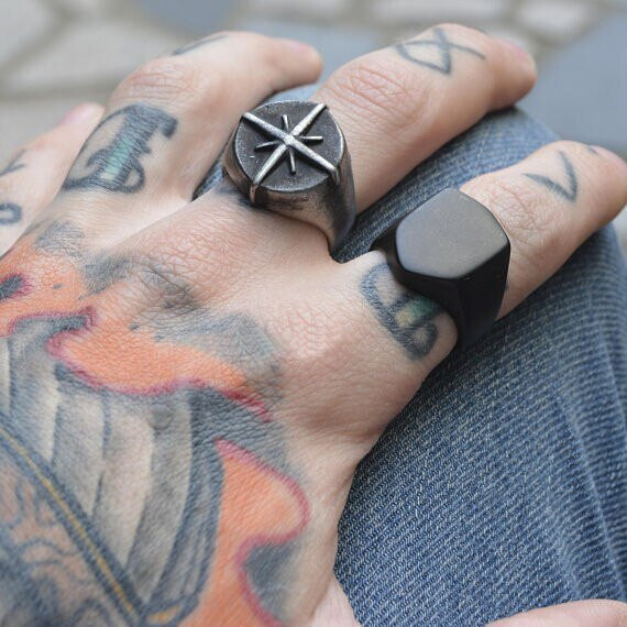 Stainless steel compass ring