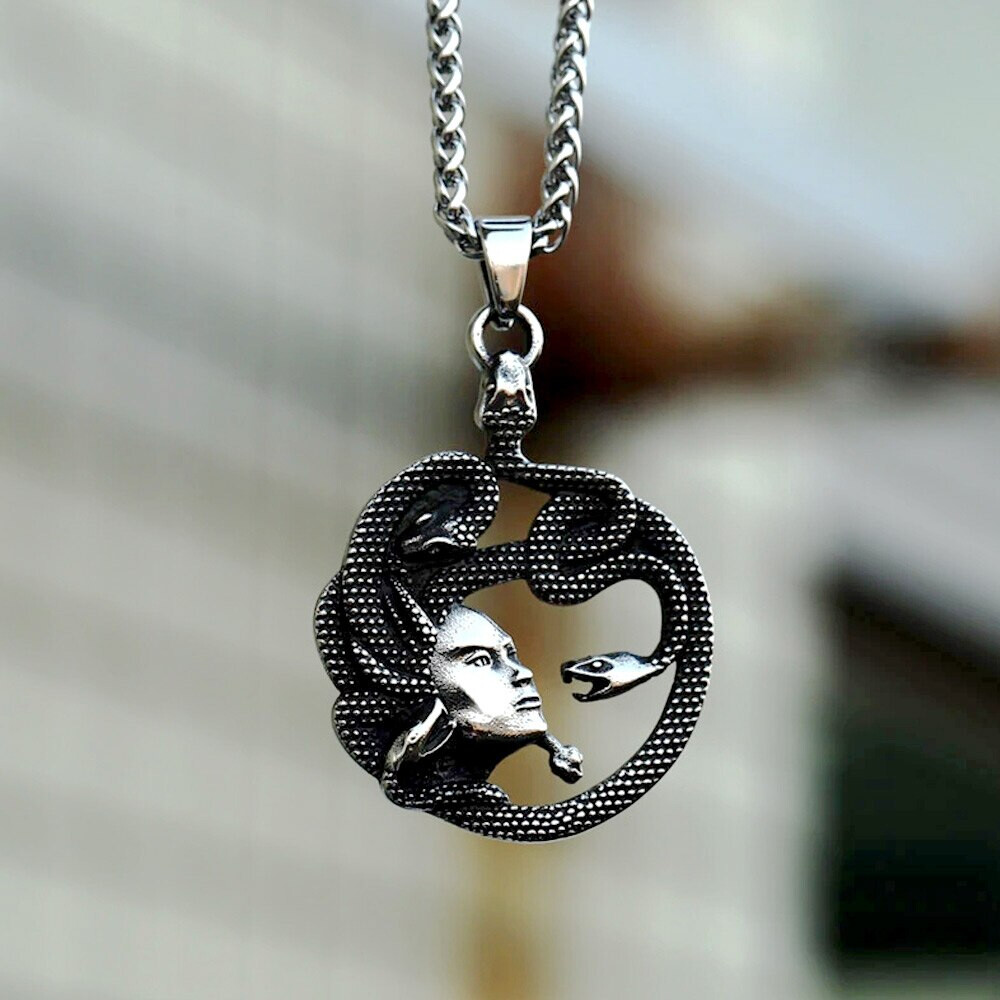 Snake Medusa Steel Necklace