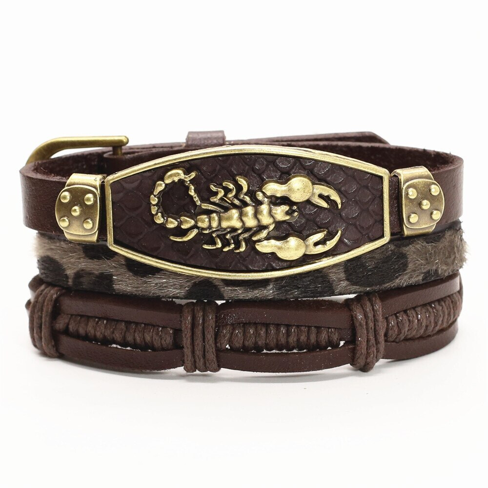 Scorpion leather Bracelet 3/pcs