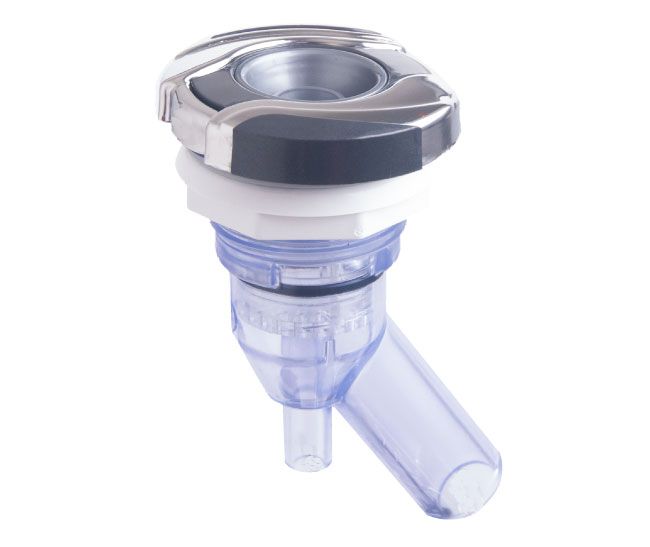 CMP 2.25&quot; Laminar Spa Fountain; Leaf; SS/Blk Fg/ &amp; Leaf; Clear Nozzle: Clear LED Body