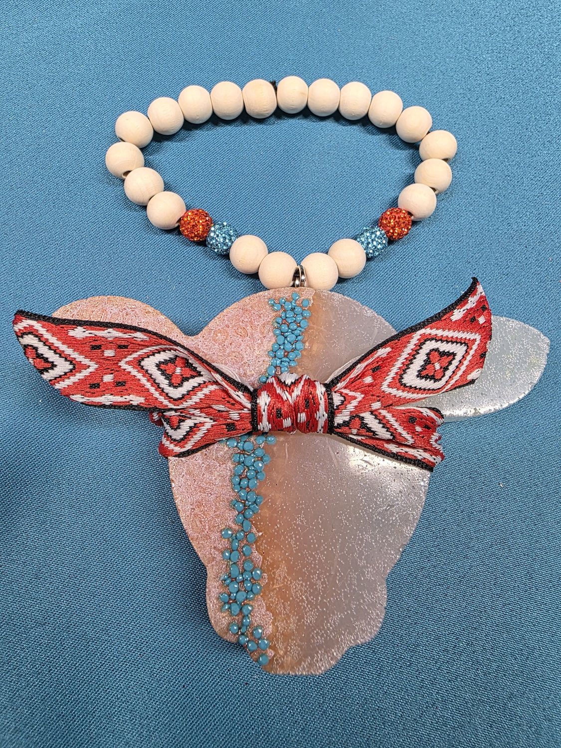 Cow with Bow - Peachy/White - Aqua DiGio