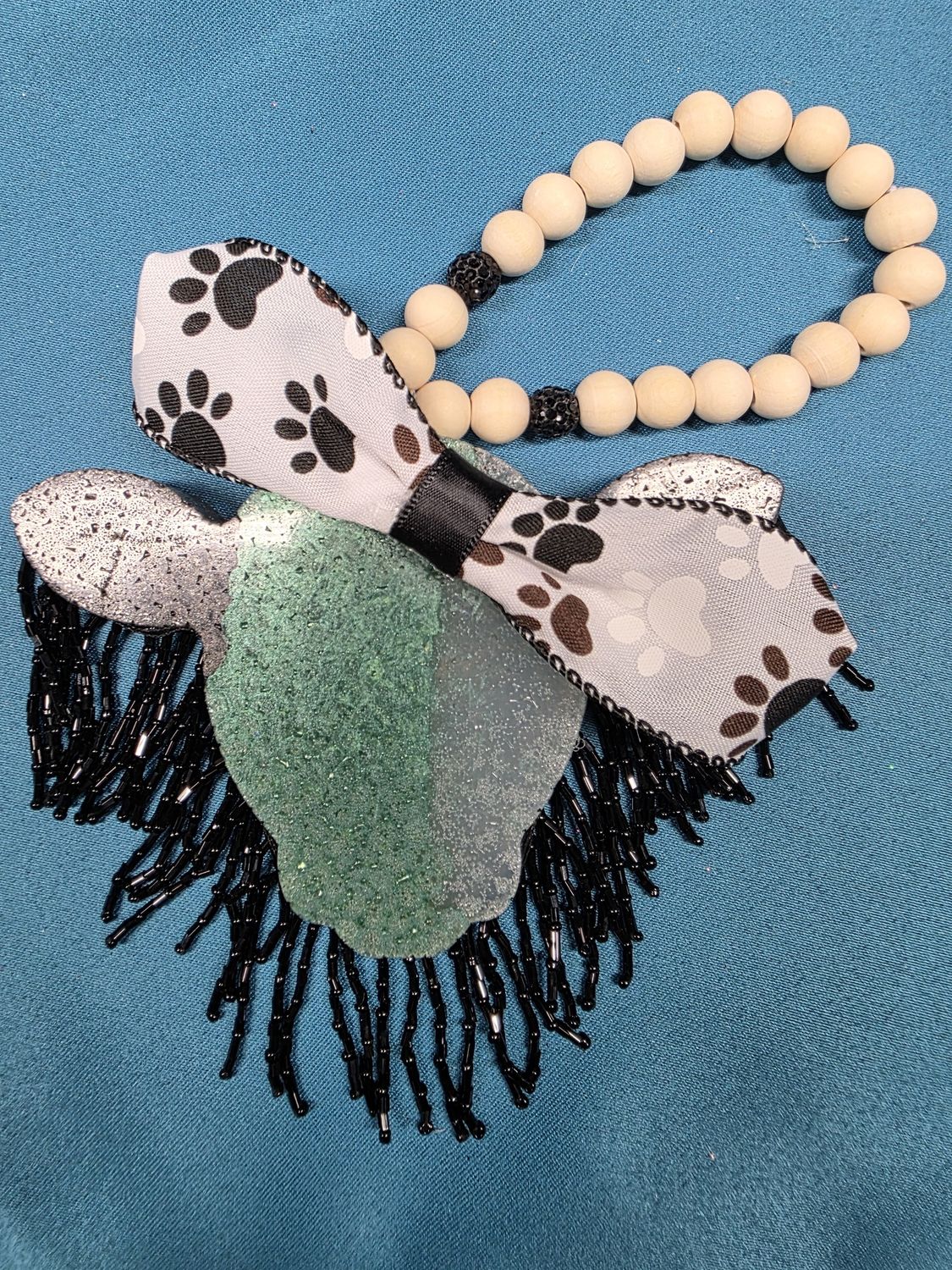 Cow with Bow - Black Fringe - Pink Peppermint Snow