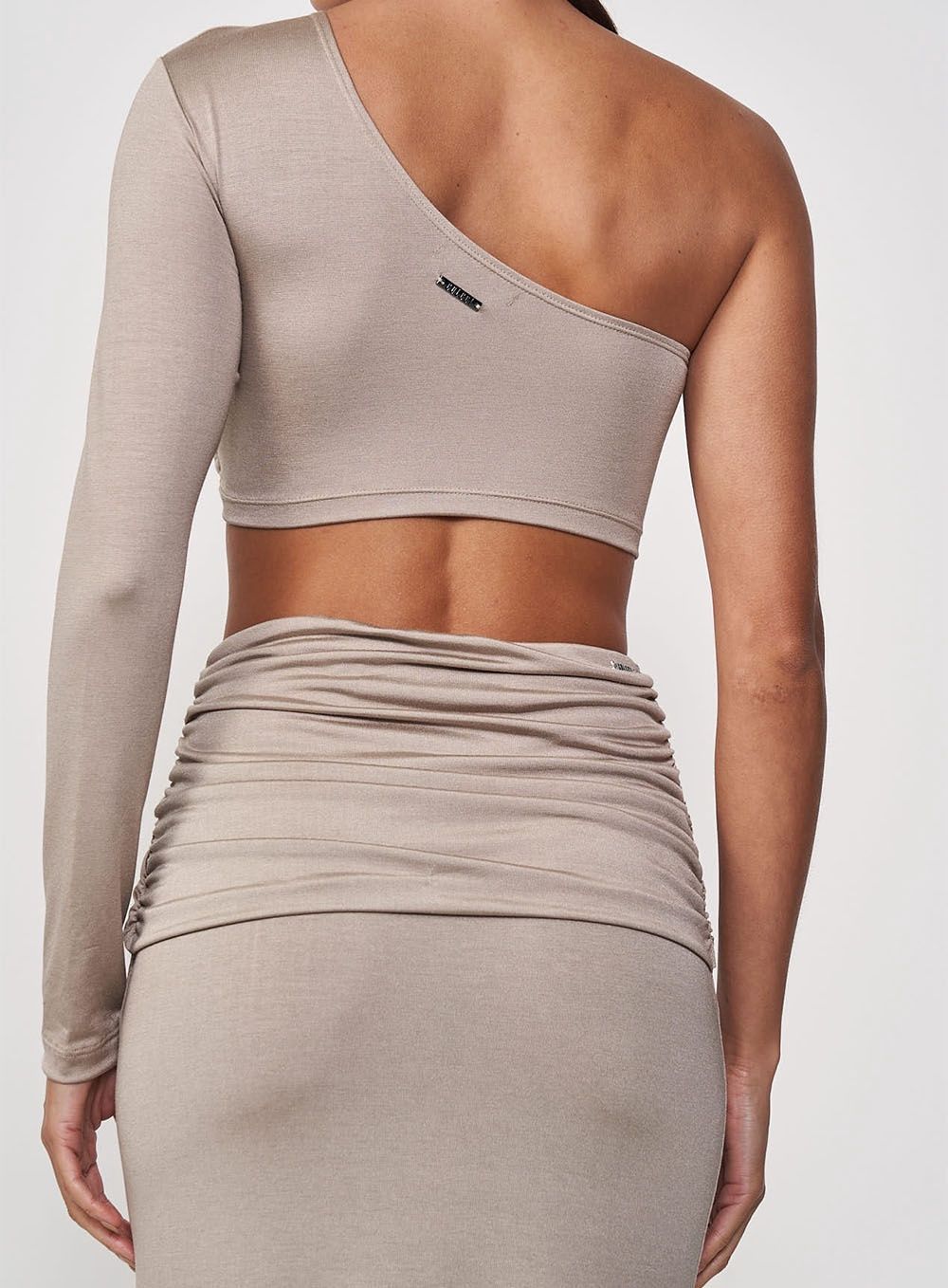ONE SHOULDER TOP WITH SIDE DETAIL BEIGE BISQUET