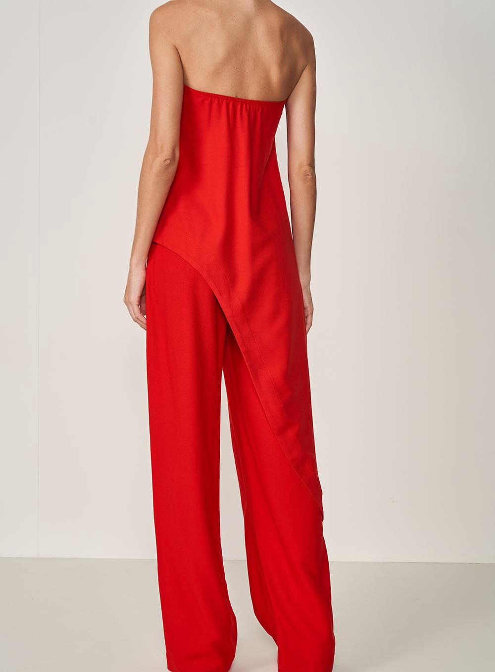 STRAPLESS RED ASYMMETRICAL TOP- FINAL PRICE