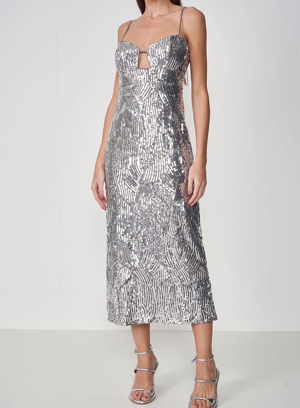 SILVER SEQUIN PAETE' DRESS