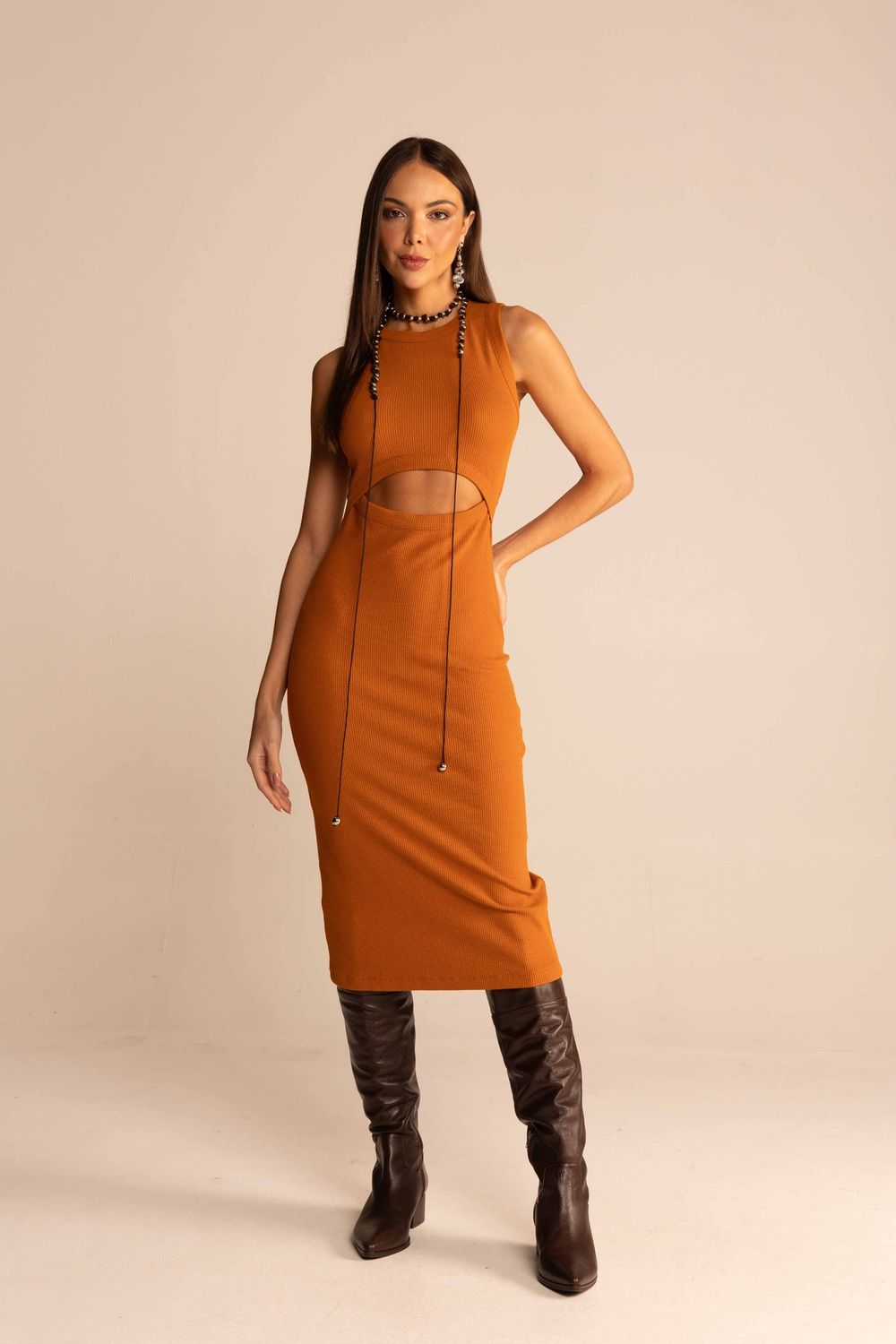 COOL BROWN CUT OUT DRESS-SPECIAL PRICE WAS $890TT
