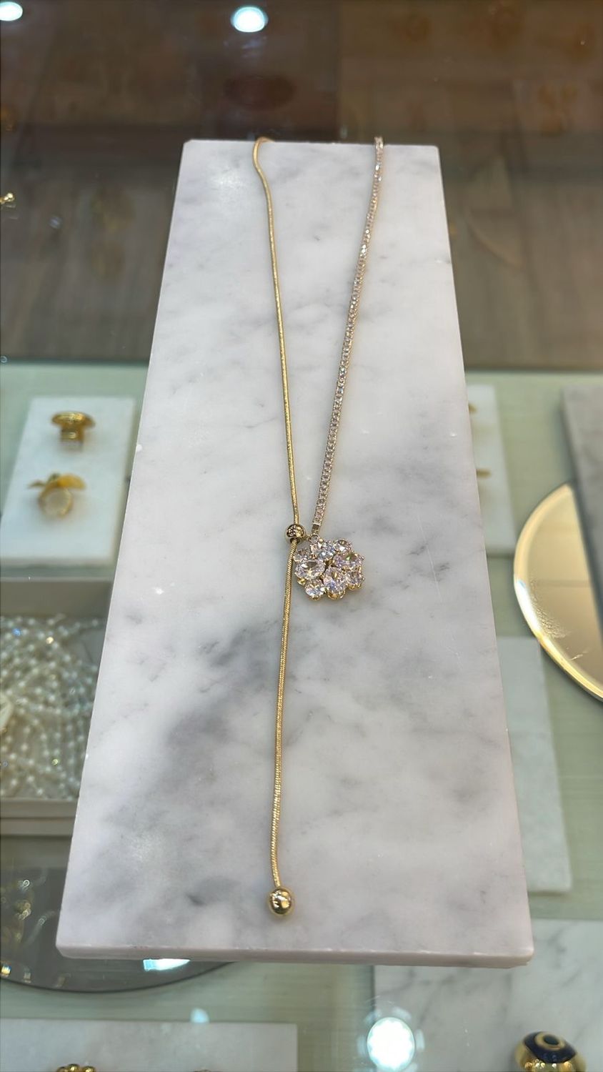 FLOWER CRISTAL NECKLACE, Colour: Flower Gold