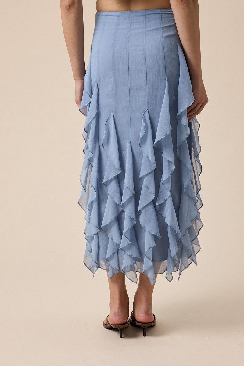 Dusty Blue Sheer  Skirt- FINAL PRICE - WAS $590 TT