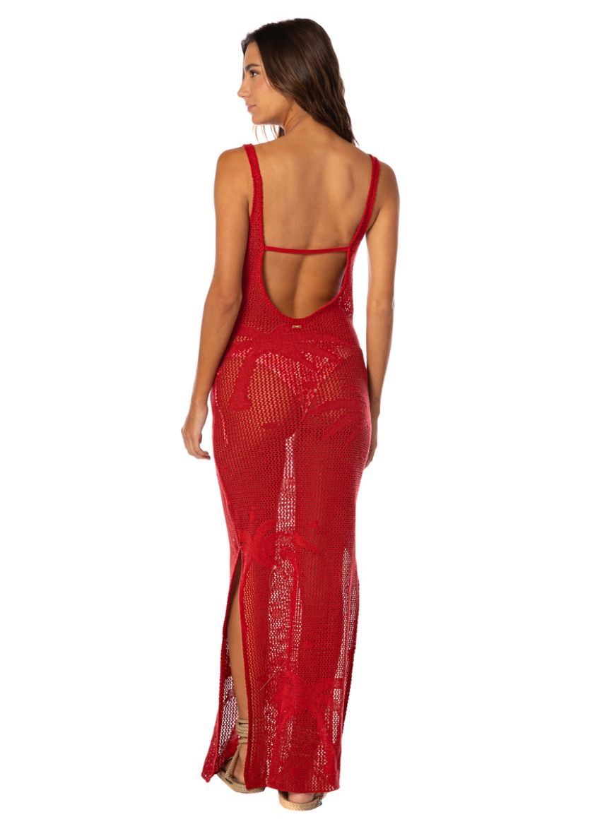 FLAME CORAL NOUGATH  LONG  DRESS