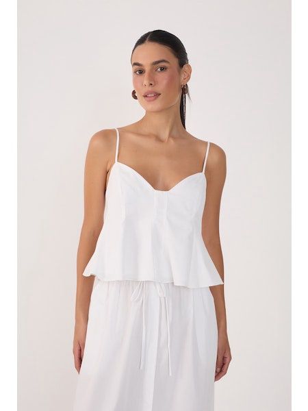 WHITE REFUGIO PEPLUM TOP- RR26
