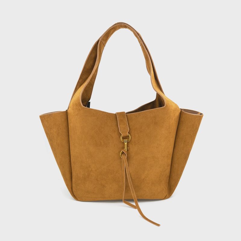 COGNAC TOTE SUEDE BAG