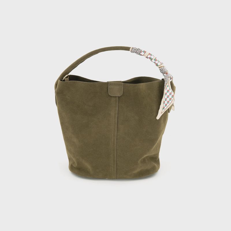 SAM SMALL SUEDE BUCKET BAG- OLIVE