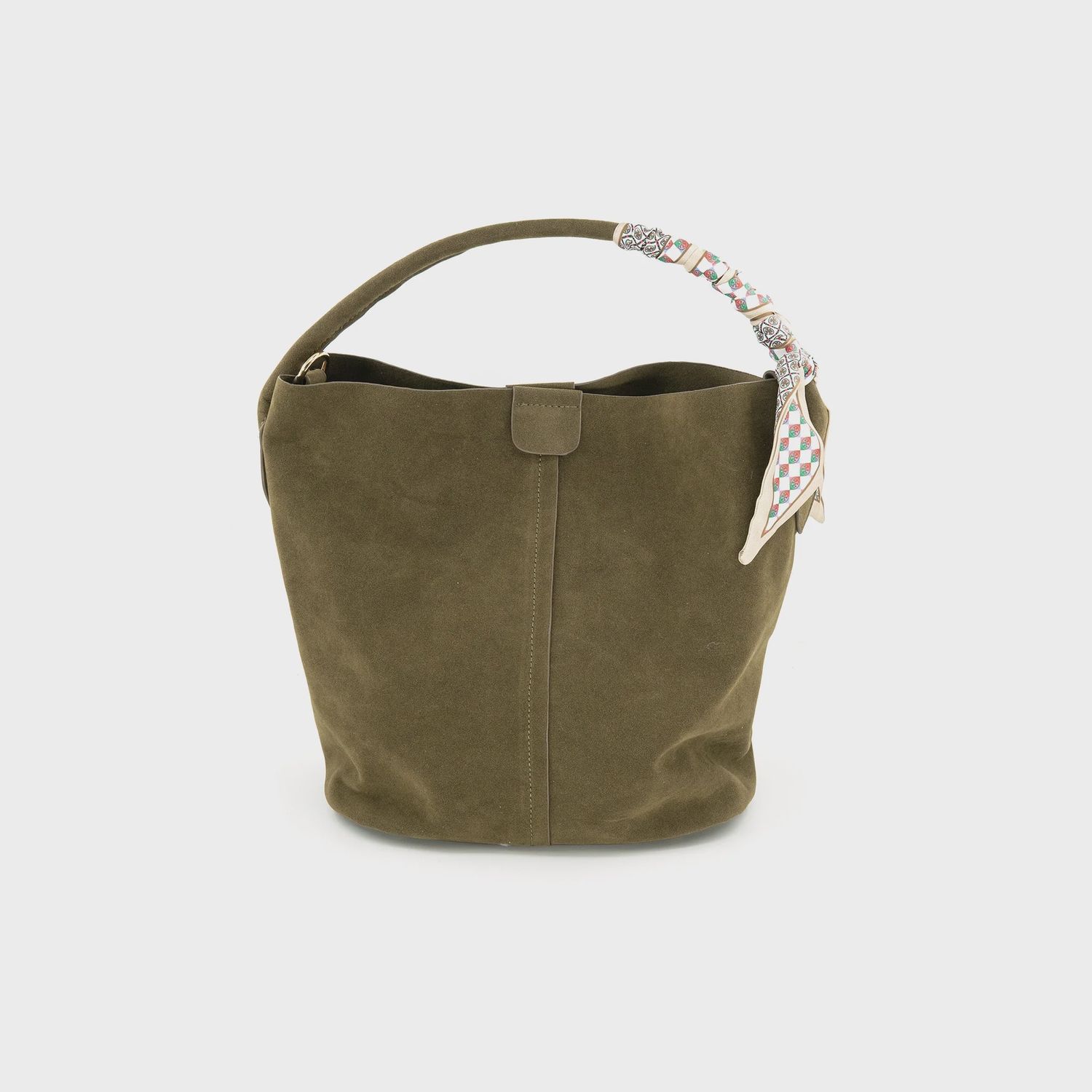 SAM SMALL SUEDE BUCKET BAG- OLIVE, Colour: OLIVE